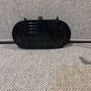 Antonio Melani Black Acrylic Clutch with Silver accents